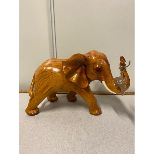 201 - 2 African plains wooden carved figures to include Large Elephant & Giraffe both with original boxes.... 