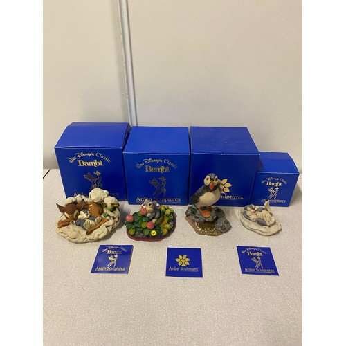 202 - 3 Disney classic 'Bambi' Arden sculptures along with puffin all with original boxes.