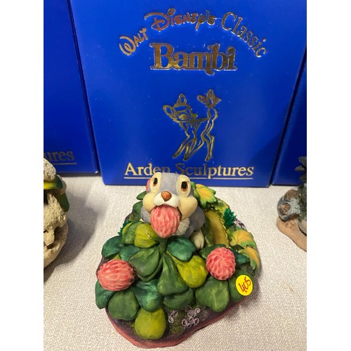 202 - 3 Disney classic 'Bambi' Arden sculptures along with puffin all with original boxes.