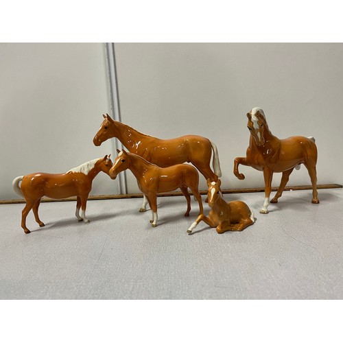 20 - 5 Vintage Large Beswick palomino horses