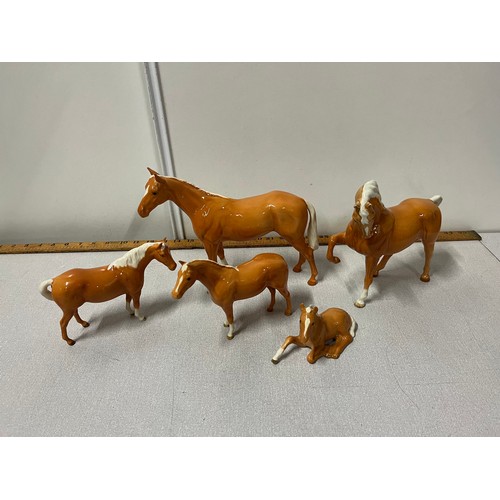 20 - 5 Vintage Large Beswick palomino horses