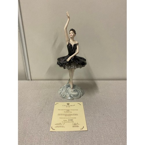 25 - Coalport The Darcey Bussell Collection 'Odile the black swan figurine' with certificate & original b... 