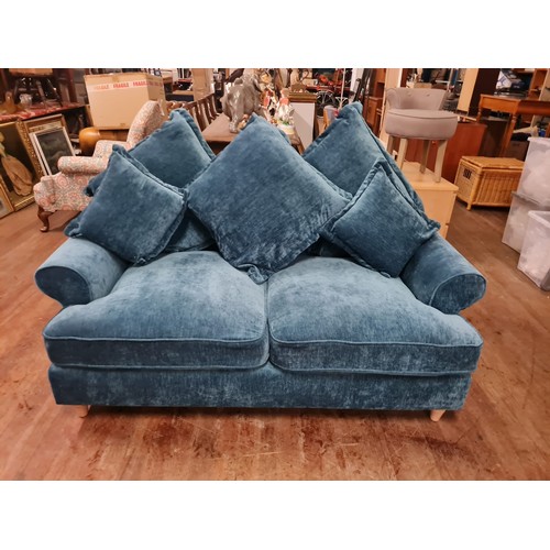 164 - 2 seater sofa with teal chenille fabric.