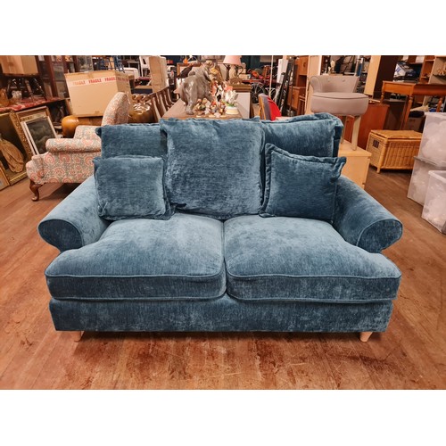 164 - 2 seater sofa with teal chenille fabric.