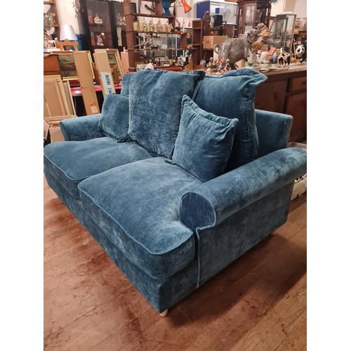 164 - 2 seater sofa with teal chenille fabric.