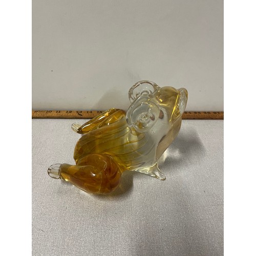 53 - Large heavy Licio Zanetti art glass frog with amber & glitter running through the glass.
4kg 16cm x ... 