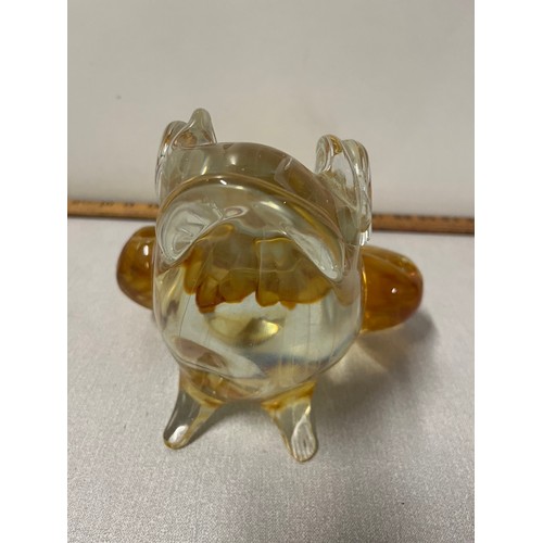 53 - Large heavy Licio Zanetti art glass frog with amber & glitter running through the glass.
4kg 16cm x ... 