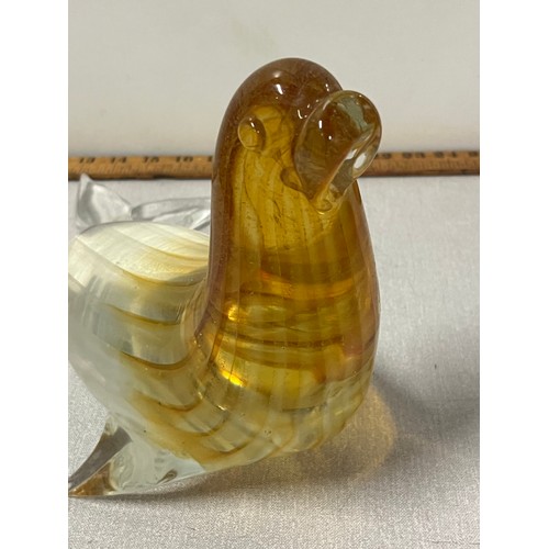 54 - Large heavy Licio Zanetti art glass Seal with amber & glitter running through the glass.
4.3kg 41cm ... 