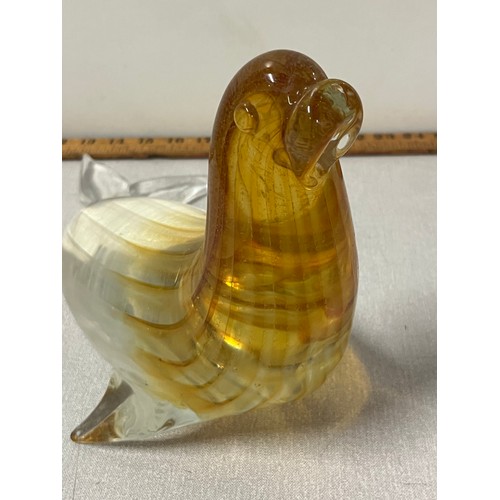 54 - Large heavy Licio Zanetti art glass Seal with amber & glitter running through the glass.
4.3kg 41cm ... 