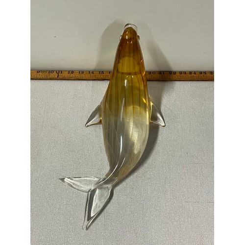 54 - Large heavy Licio Zanetti art glass Seal with amber & glitter running through the glass.
4.3kg 41cm ... 