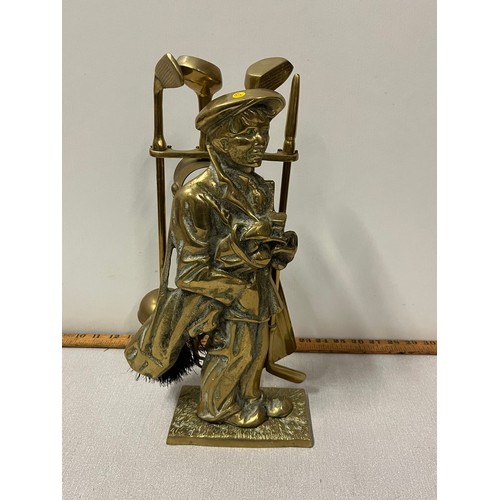 78 - vintage brass golfer companion set  39cm tall