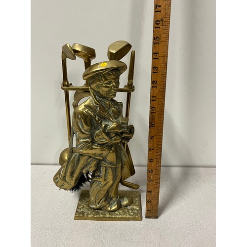 78 - vintage brass golfer companion set  39cm tall