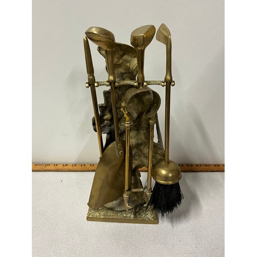 78 - vintage brass golfer companion set  39cm tall