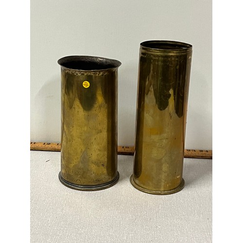 88 - a pair of world war 1 shell casings tallest 23cm