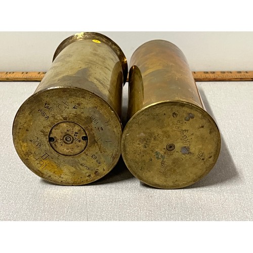 88 - a pair of world war 1 shell casings tallest 23cm