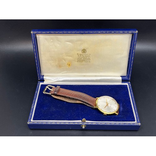 145 - vintage garrard gents wind up presentation watch with garrard box working