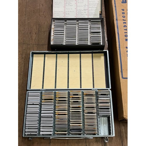 158 - revere slide projector along with stand & collection of slides