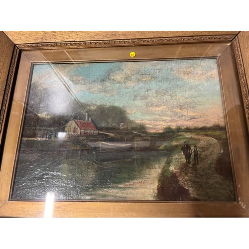 159 - 2 victorian oil paintings in gilt frames 52x 44cm