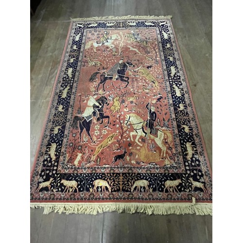 175 - middle eastern rug depicting hunters