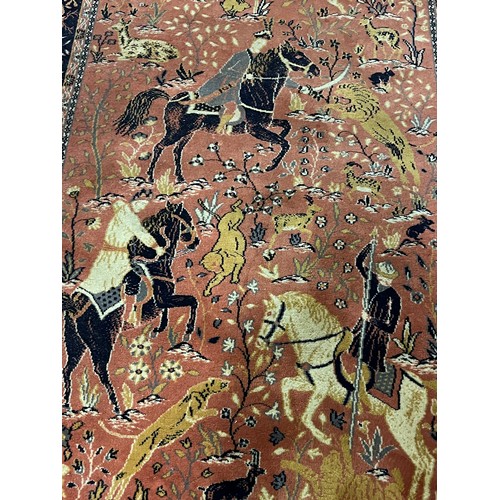 175 - middle eastern rug depicting hunters