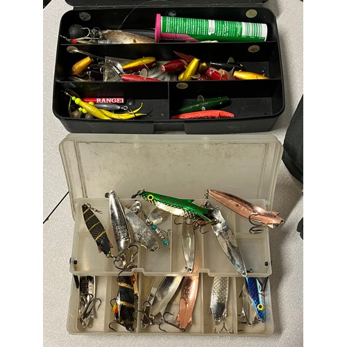 177 - abu carry all holdall along with abu cardinal157 fishing reel , lure box , lures & kynoch killers