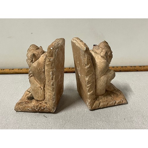 34 - Pair of plaster gargoyle bookends. Signed to base.
12.5cm h