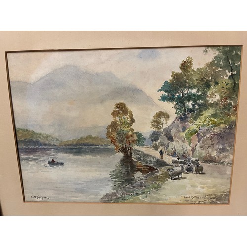 19 - Framed watercolour 'Lock Katrine & Ben Venue' signed by Tom Campbell 1865-1943 R.S.A, R.A.A
48cm x 3... 