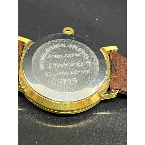 145 - vintage garrard gents wind up presentation watch with garrard box working