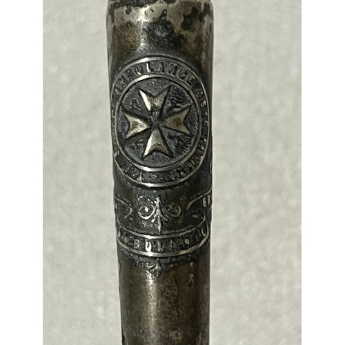 188 - St Johns ambulance brigade possibly silver?pommel swagger stick.