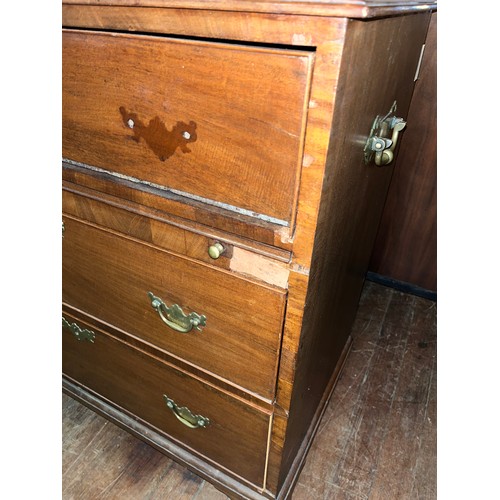 232 - Antique campaign chest of drawers with pull out writing slope & brass hardware (needs attention)
85c... 