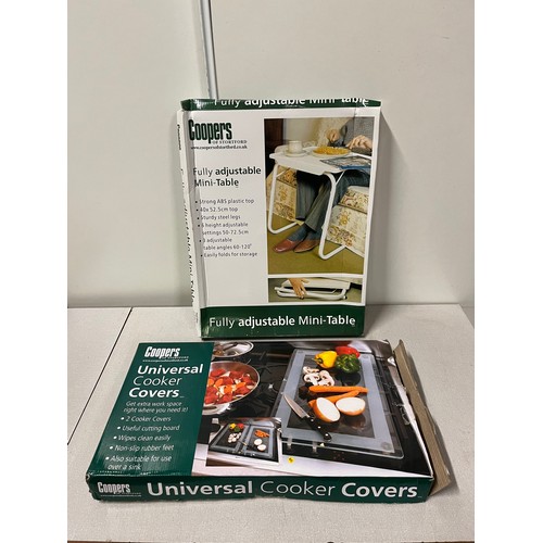 433 - Coopers Fully adjustable table & universal cooker covers.