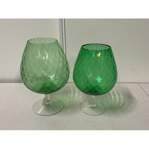 30 - 2 large green empoli italian art glasses