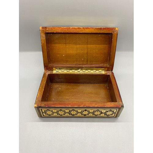 24 - Marquisate box along with cigar cutter, 2 pipe knives and pen knife.