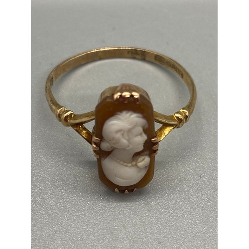 45 - 9ct gold and cameo ring.