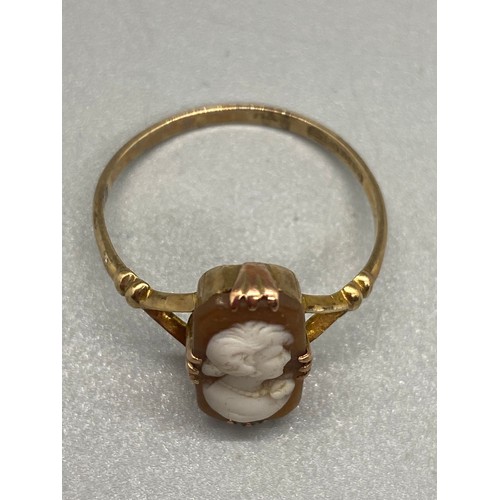 45 - 9ct gold and cameo ring.