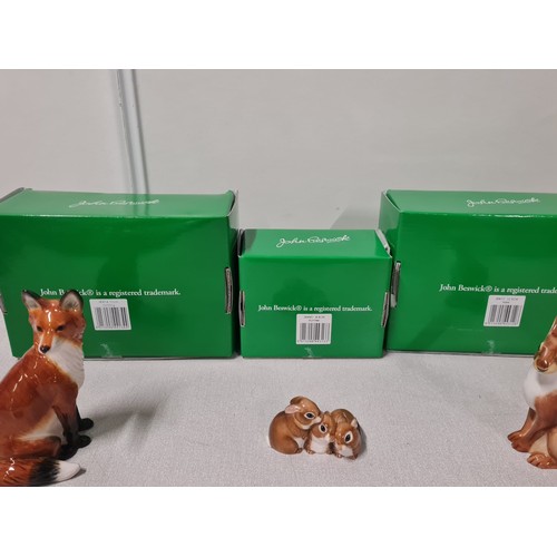 131 - 3 Boxed Beswick 'Fox sitting', 'Bunnies' & 'Hare'
tallest 15cm