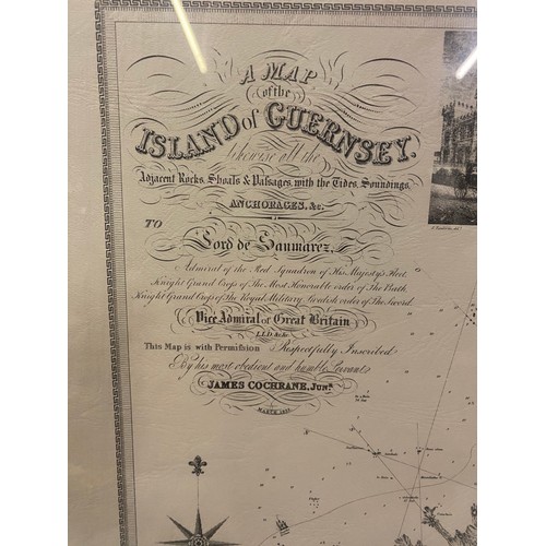 160 - Framed map of the island of guernsey by James Cochrane Jnr.
60cm x 51cm