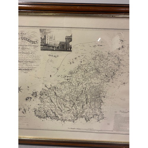 160 - Framed map of the island of guernsey by James Cochrane Jnr.
60cm x 51cm