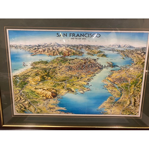 182 - 2 framed maps of California & San Francisco 
Largest 88cm x 65cm