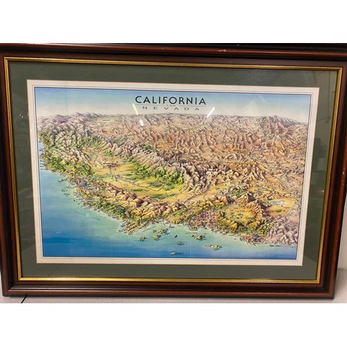 182 - 2 framed maps of California & San Francisco 
Largest 88cm x 65cm