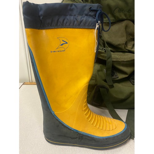 357 - Outbound backpack & Pair of dunlop wellies size 9.