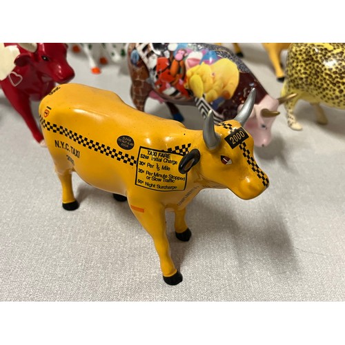 360 - 10 x Cow Parade cow ornaments  to include valentines and Starry Night etc. A/F