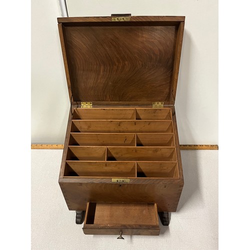 109 - early victorian walnut solid wood stationary box 36 x 27cm