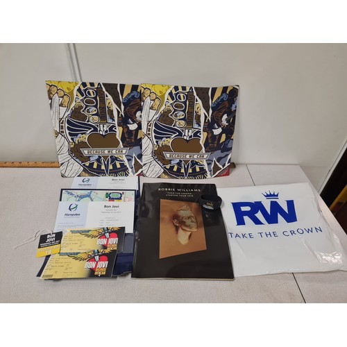 378 - Selection of concert memorabilia to include Bon Jovi tickets and programmes and Robbie Williams stad... 