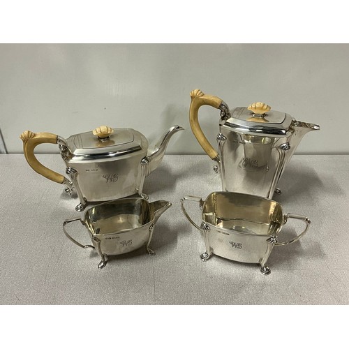 191 - 4 piece solid silver teapot set with sugar & cream all fully hallmarked s & w weight is 2.243 kilos