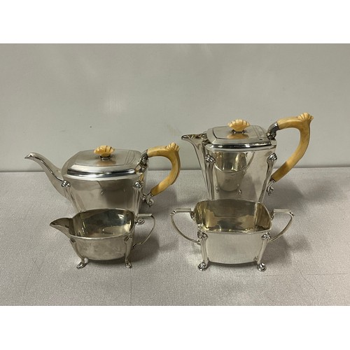 191 - 4 piece solid silver teapot set with sugar & cream all fully hallmarked s & w weight is 2.243 kilos