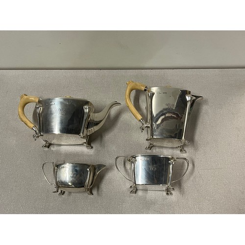 191 - 4 piece solid silver teapot set with sugar & cream all fully hallmarked s & w weight is 2.243 kilos