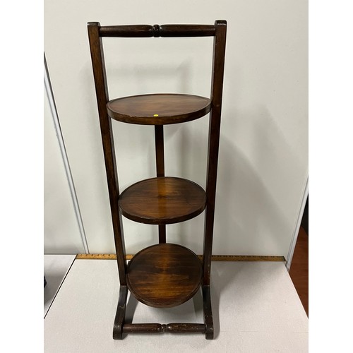 364 - 3 tier mahogany folding cake stand