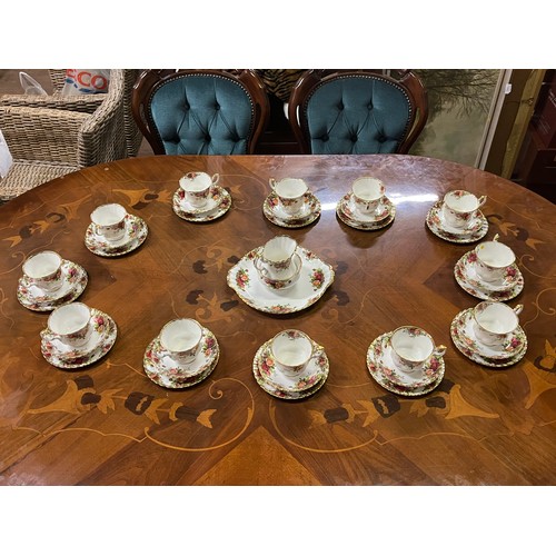 220 - 39 piece royal albert old country roses tea set 
12 trios , cake plate sugar & cream