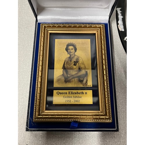 234 - tray of misc to include paperweights, brooches , brooks & bentley queen elizibeth framed portrait et... 